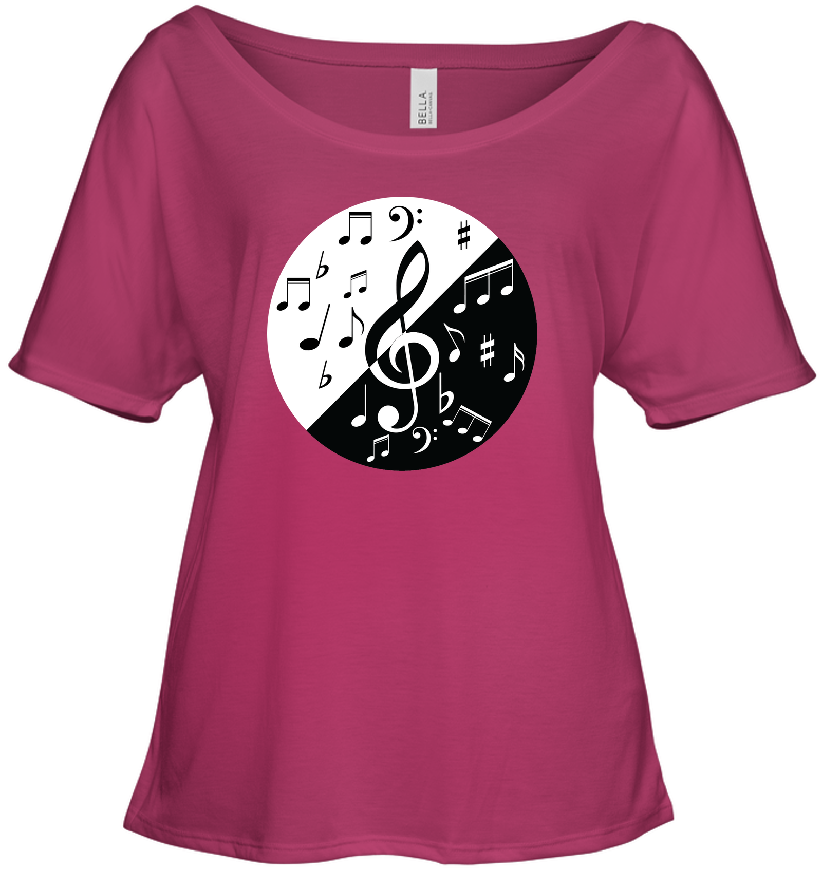 Musical Circle Red Black - Bella + Canvas Women's Slouchy Tee