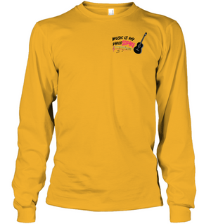 Music is my Philo-Sophie Colorful + Guitar (Pocket Size) - Gildan Adult Classic Long Sleeve T-Shirt