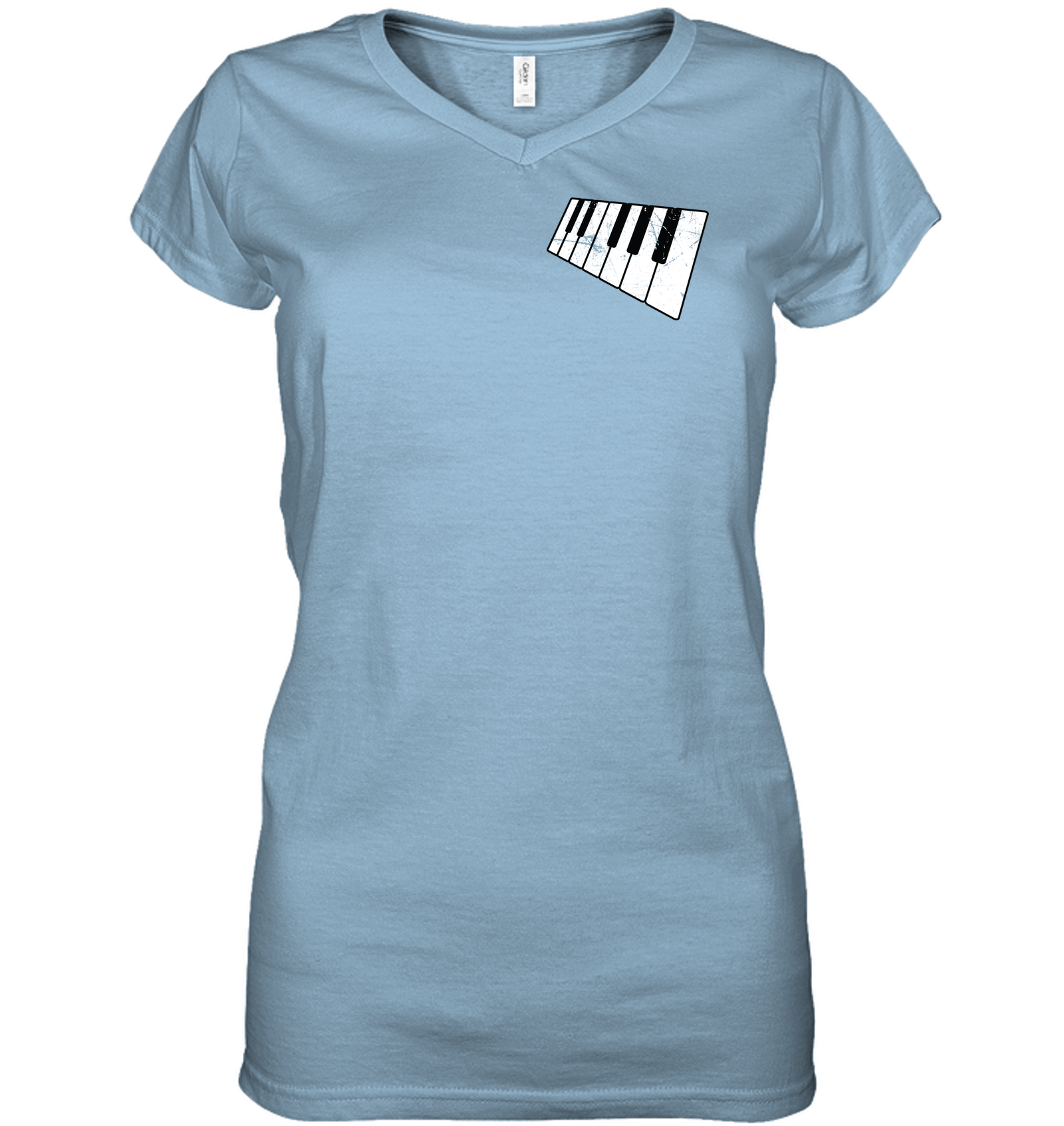 Floating Piano Keyboard (Pocket Size) - Hanes Women's Nano-T® V-Neck T-Shirt