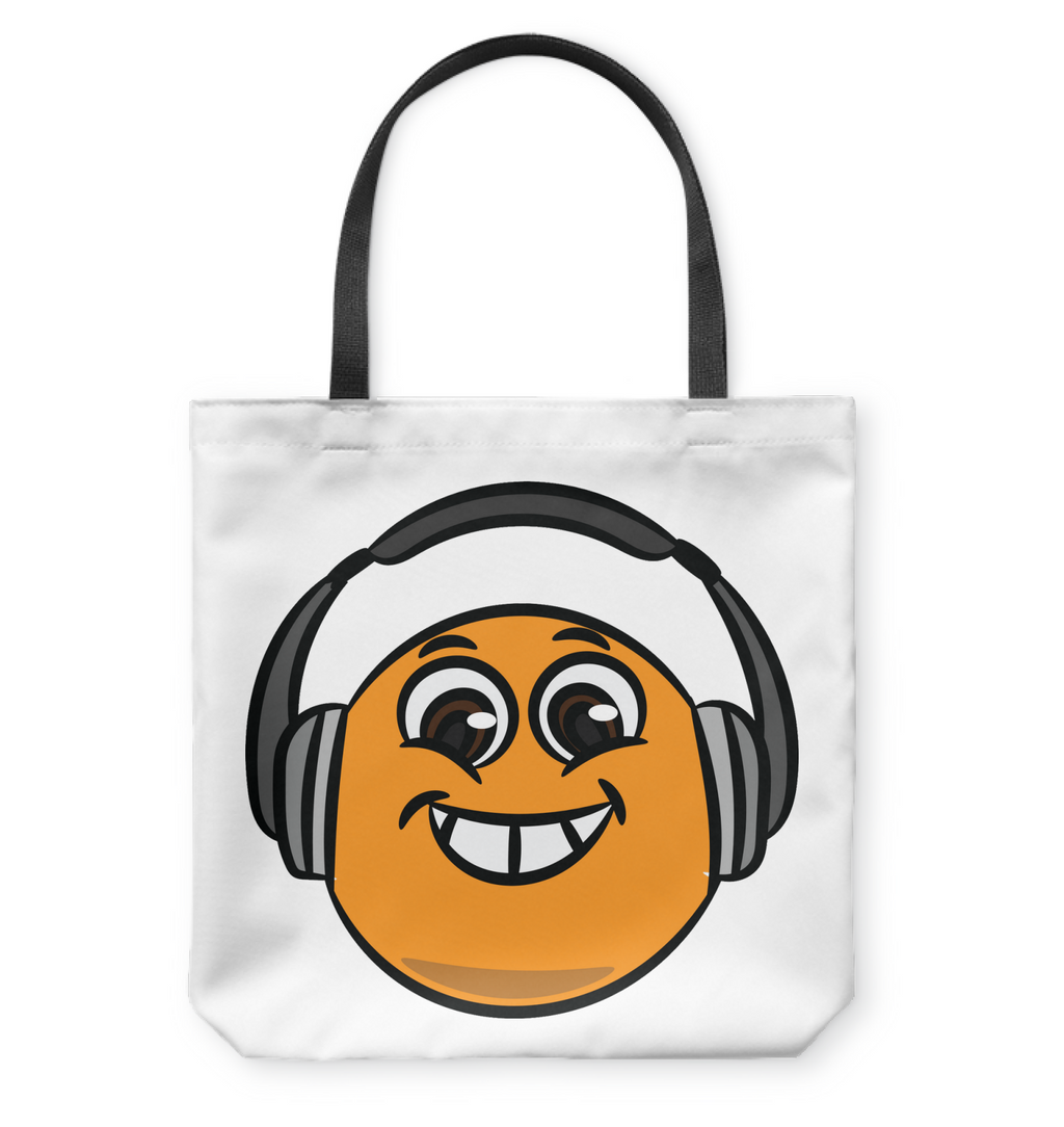 Eager Orange with Headphone - Basketweave Tote Bag
