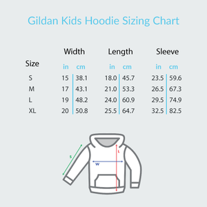 Boy with Guitar (Pocket Size) - Gildan Youth Heavyweight Pullover Hoodie