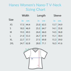 Musical heart with floating notes (Pocket Size) - Hanes Women's Nano-T® V-Neck T-Shirt