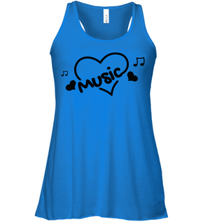 Music Hearts and Notes - Bella + Canvas Women's Flowy Racerback Tank