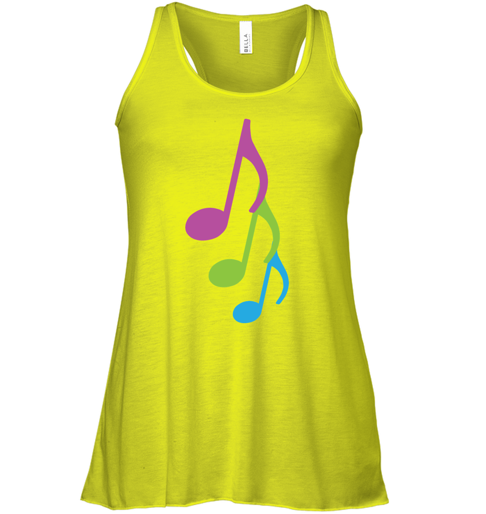 Three colorful musical notes - Bella + Canvas Women's Flowy Racerback Tank