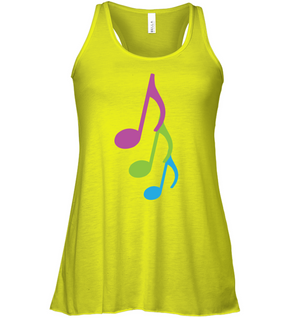 Three colorful musical notes - Bella + Canvas Women's Flowy Racerback Tank