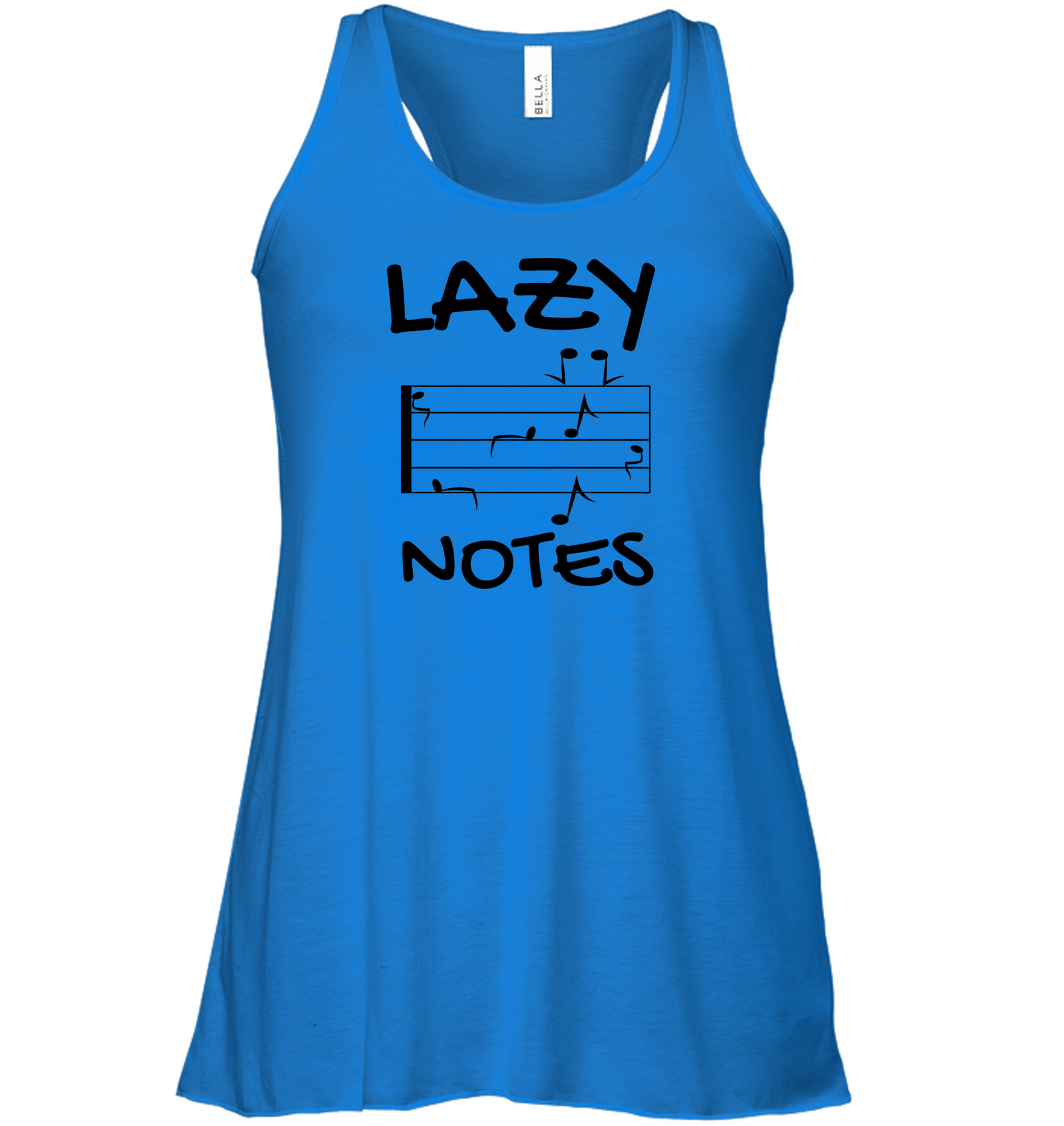 Lazy Notes (Black) - Bella + Canvas Women's Flowy Racerback Tank