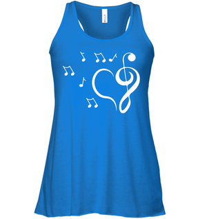Musical heart with floating notes - Bella + Canvas Women's Flowy Racerback Tank