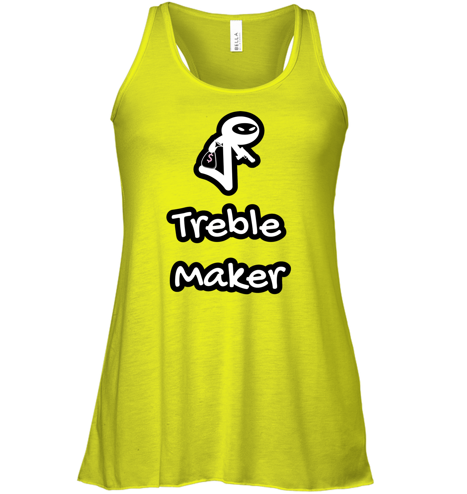 Treble Maker Robber White - Bella + Canvas Women's Flowy Racerback Tank