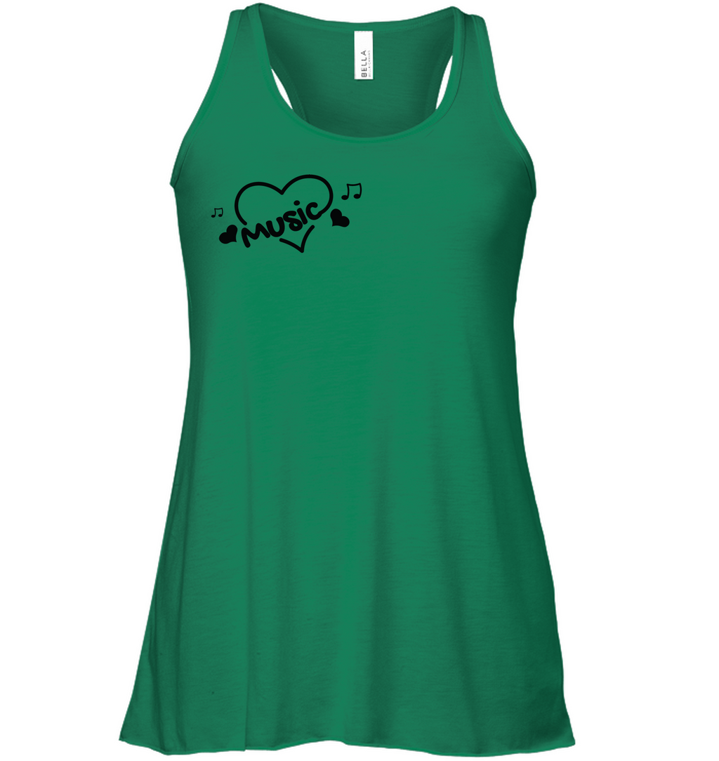 Music Hearts and Notes (Pocket Size) - Bella + Canvas Women's Flowy Racerback Tank