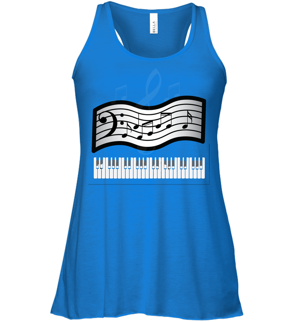 Keyboard and Musical Notes - Bella + Canvas Women's Flowy Racerback Tank