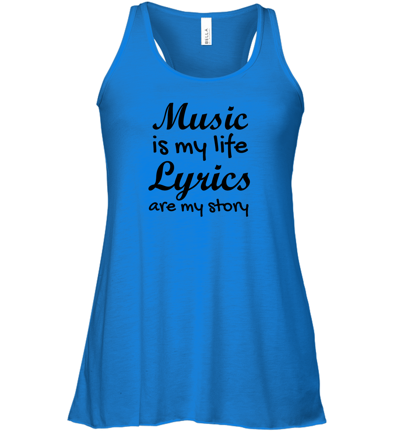 Music is my life Lyrics are my story - Bella + Canvas Women's Flowy Racerback Tank