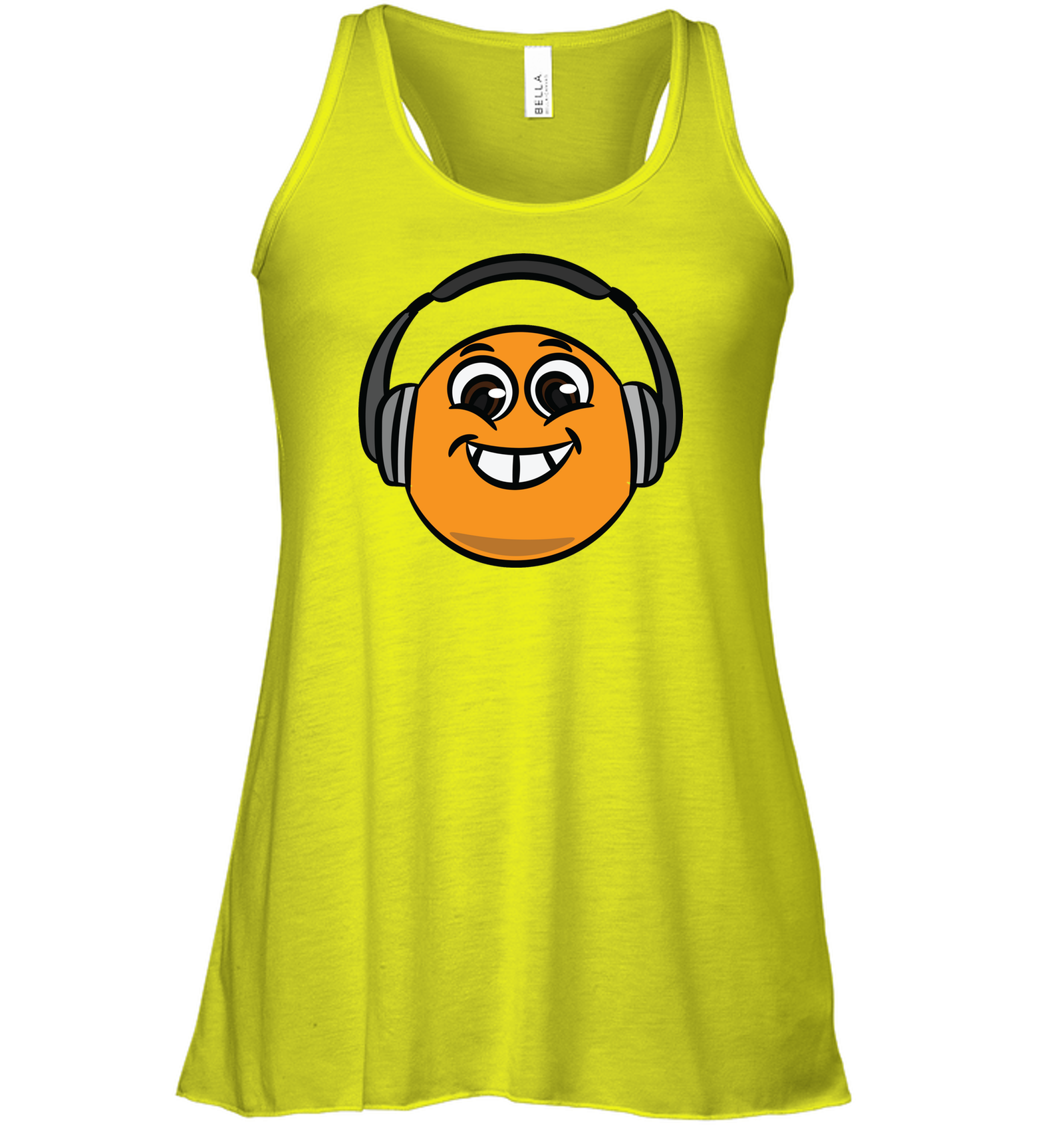 Eager Orange with Headphone - Bella + Canvas Women's Flowy Racerback Tank