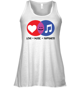 Love and Music is Happiness - Bella + Canvas Women's Flowy Racerback Tank