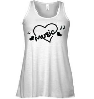 Music Hearts and Notes - Bella + Canvas Women's Flowy Racerback Tank