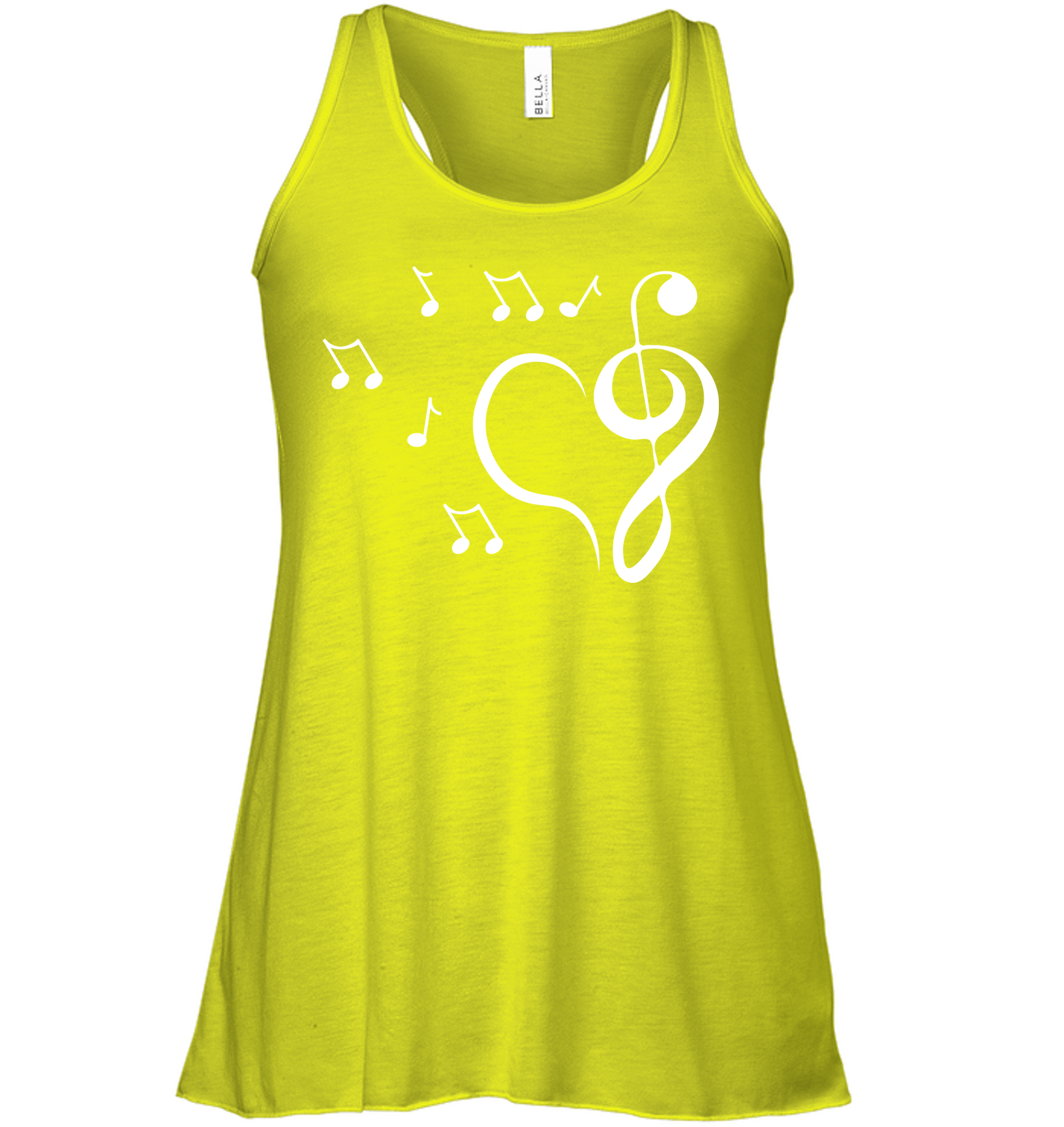 Musical heart with floating notes - Bella + Canvas Women's Flowy Racerback Tank