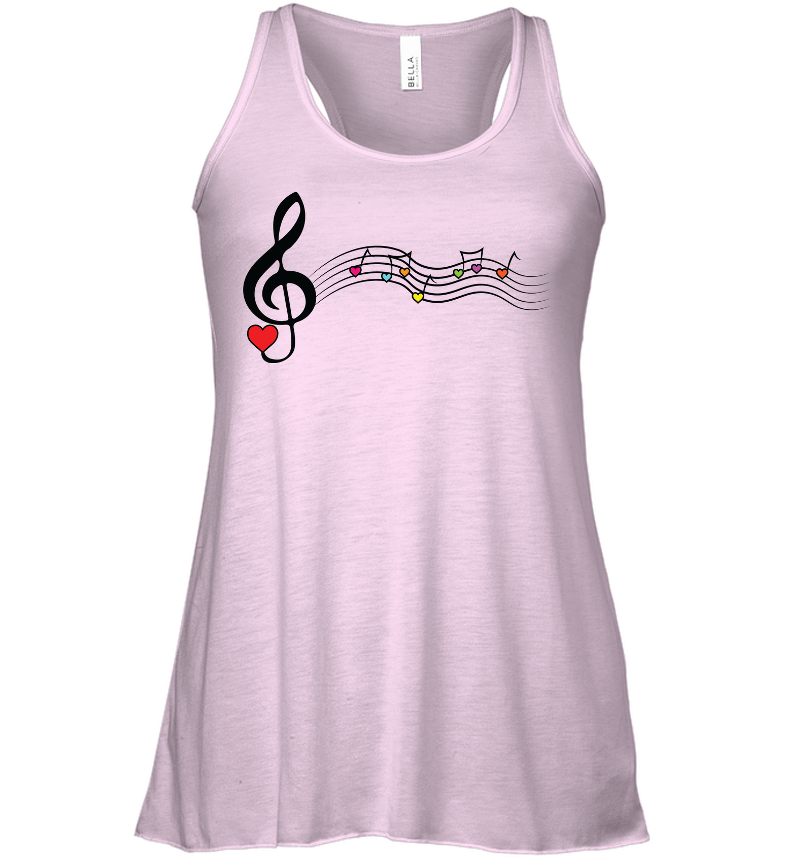 Musical Waves, Heart Notes and Colors - Bella + Canvas Women's Flowy Racerback Tank