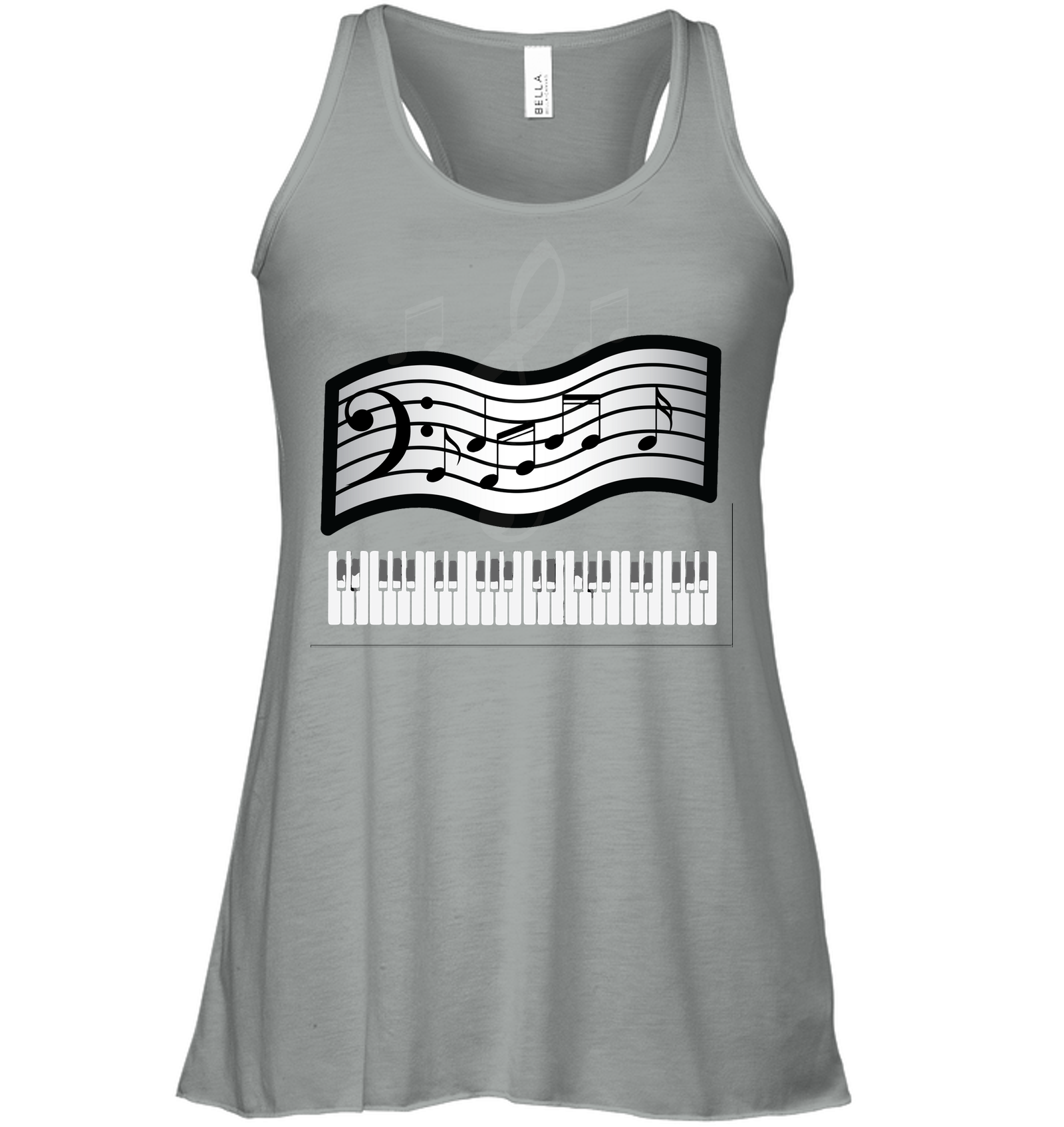 Keyboard and Musical Notes - Bella + Canvas Women's Flowy Racerback Tank