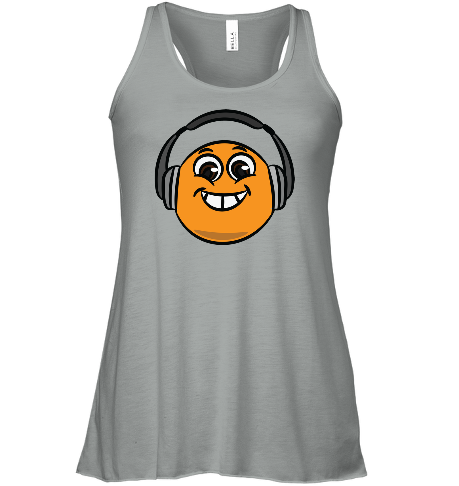 Eager Orange with Headphone - Bella + Canvas Women's Flowy Racerback Tank