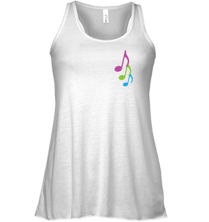 Three colorful musical notes (Pocket Size) - Bella + Canvas Women's Flowy Racerback Tank