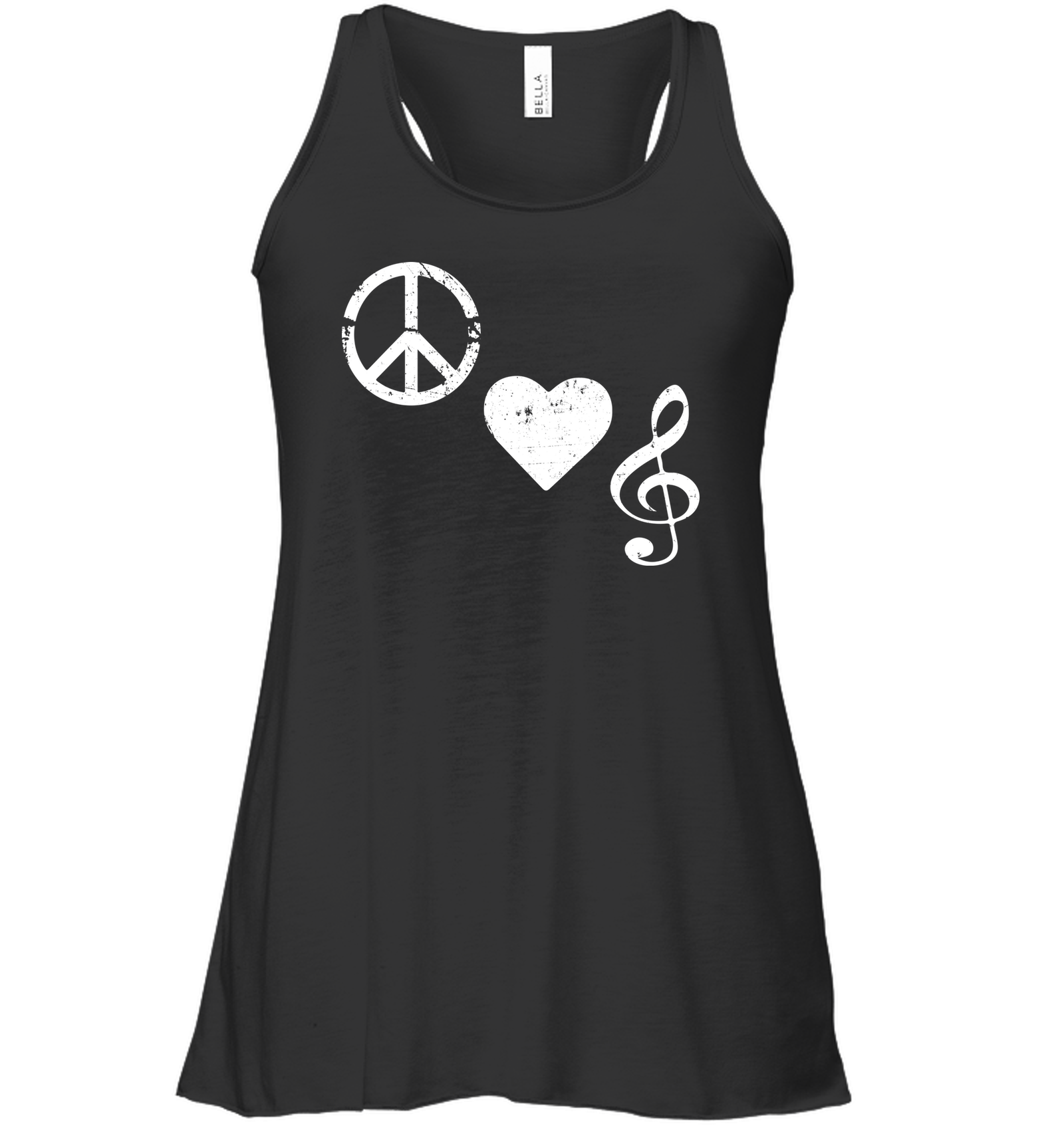 Peace Heart Musical Clef - Bella + Canvas Women's Flowy Racerback Tank