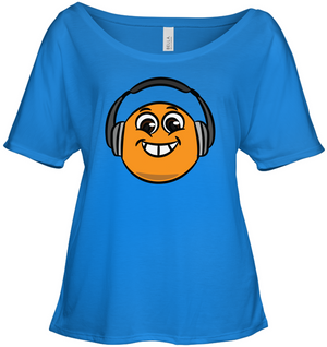 Eager Orange with Headphone - Bella + Canvas Women's Slouchy Tee