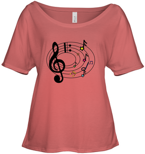 Musical Notes Spiral - Bella + Canvas Women's Slouchy Tee