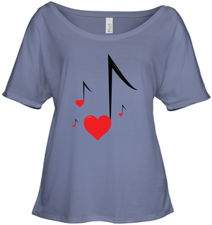 Four Floating Heart Notes  - Bella + Canvas Women's Slouchy Tee