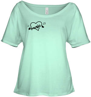 Music Hearts and Notes (Pocket Size) - Bella + Canvas Women's Slouchy Tee