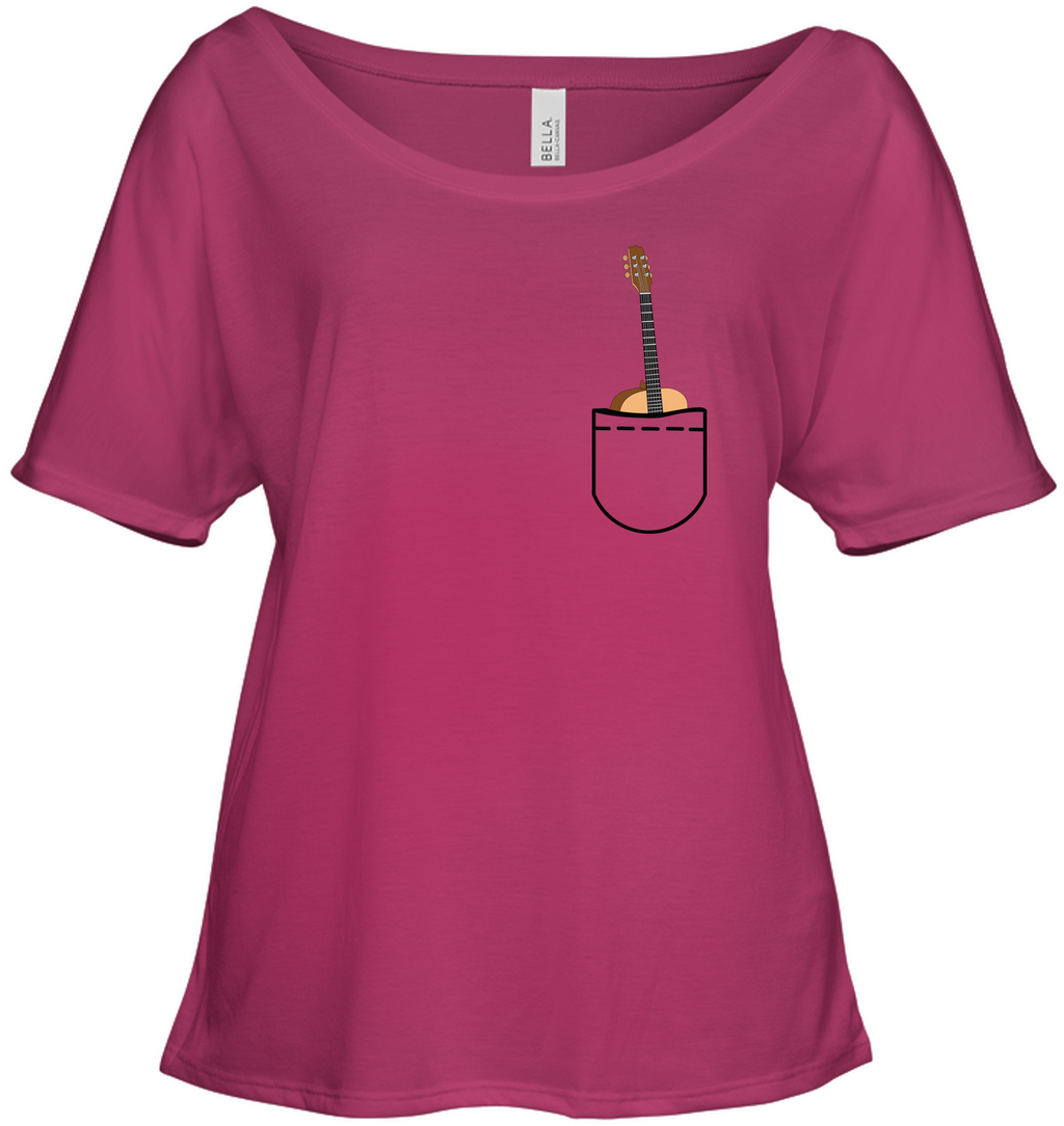 Acoustic Guitar (Pocket Size) - Bella + Canvas Women's Slouchy Tee