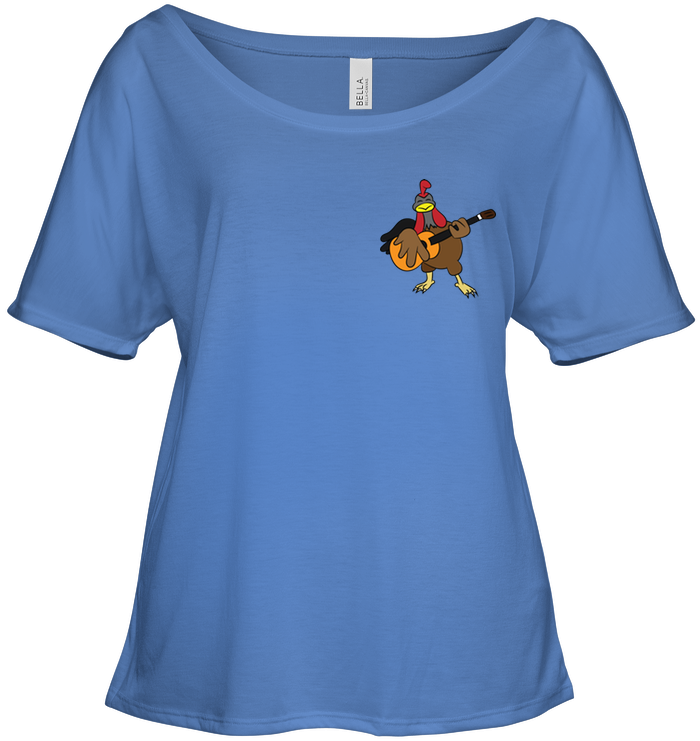Chicken with Guitar (Pocket Size) - Bella + Canvas Women's Slouchy Tee