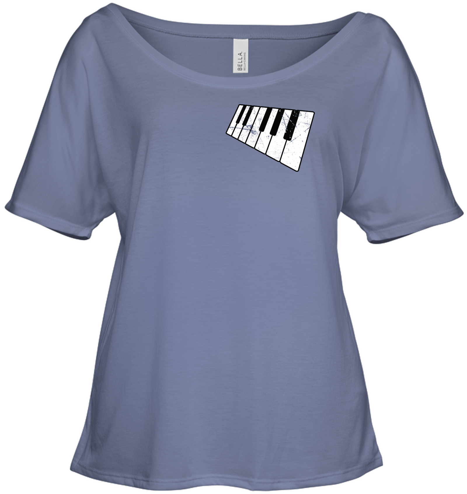 floating Piano Keyboard (Pocket Size)  - Bella + Canvas Women's Slouchy Tee