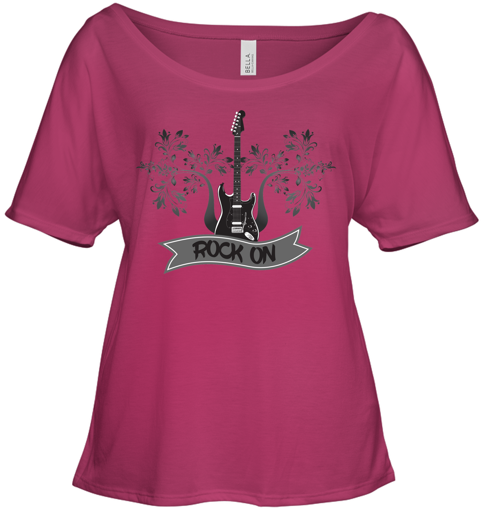 Rock On Electric Guitar - Bella + Canvas Women's Slouchy Tee