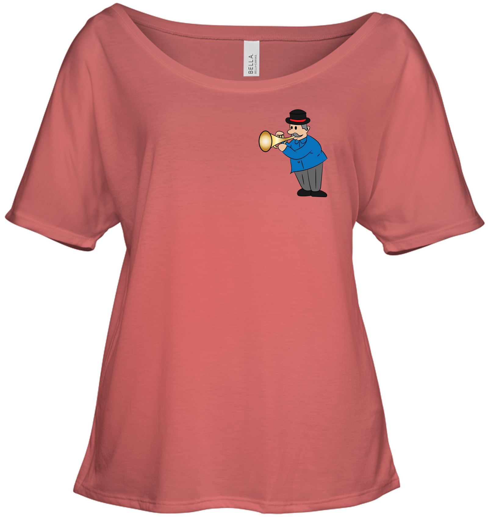 Man with Trumpet (Pocket Size) - Bella + Canvas Women's Slouchy Tee
