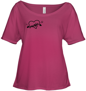 Music Hearts and Notes (Pocket Size) - Bella + Canvas Women's Slouchy Tee
