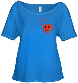 Heart Playing Violin (Pocket Size) - Bella + Canvas Women's Slouchy Tee