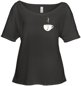 I Love Coffee with a splash of music (Pocket Size) - Bella + Canvas Women's Slouchy Tee