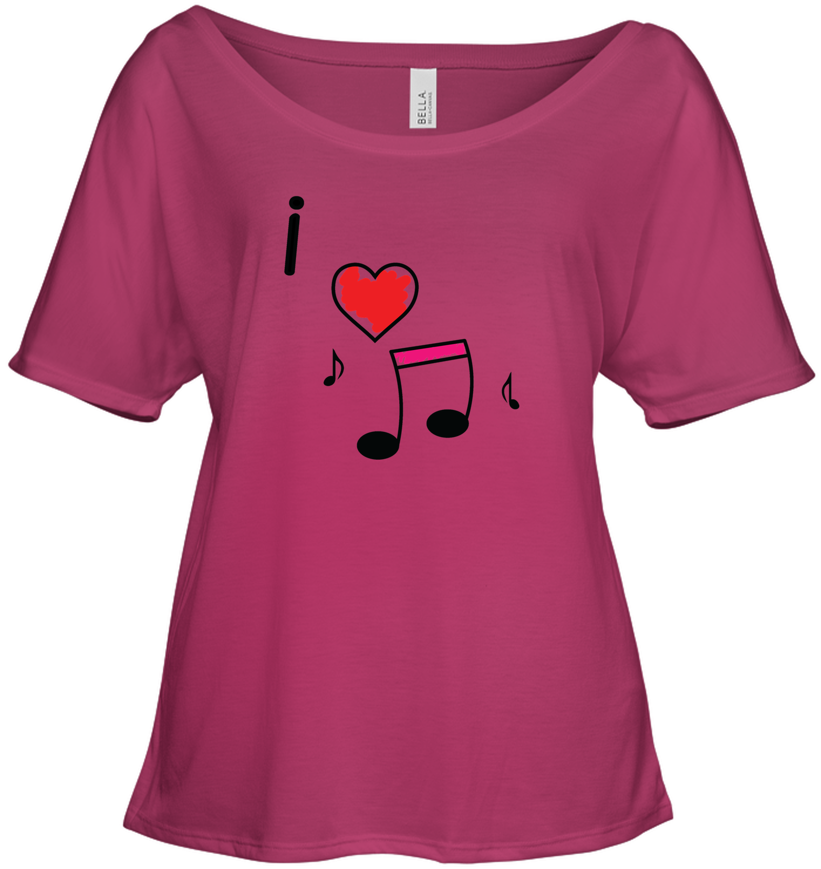 I Love Music Hearts and Fun - Bella + Canvas Women's Slouchy Tee