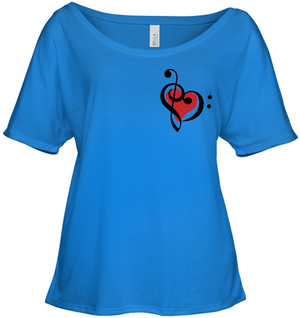 Treble Bass Red Heart (Pocket Size) - Bella + Canvas Women's Slouchy Tee