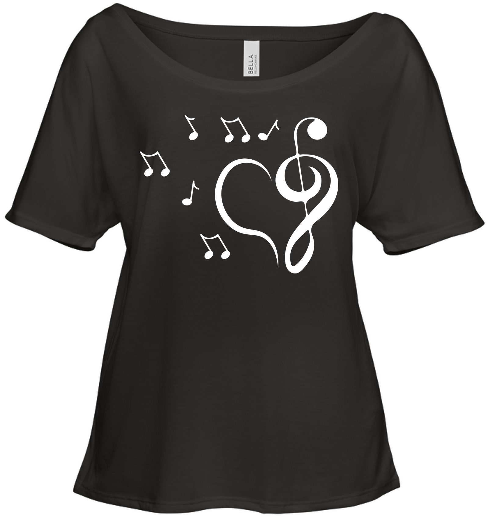 Musical heart with floating notes - Bella + Canvas Women's Slouchy Tee