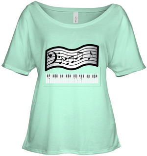Keyboard and Musical Notes  - Bella + Canvas Women's Slouchy Tee