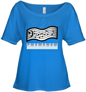 Keyboard and Musical Notes  - Bella + Canvas Women's Slouchy Tee