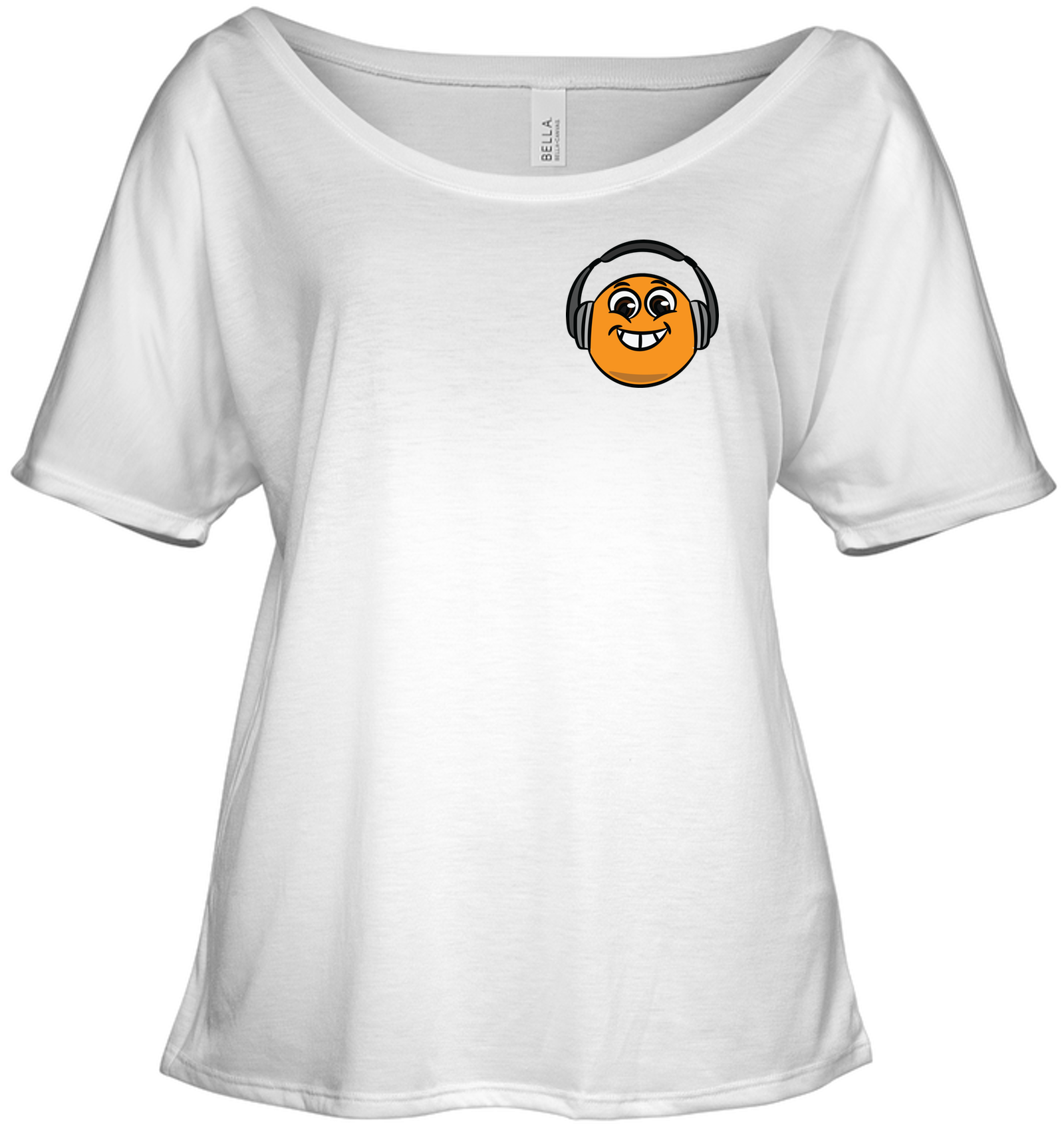 Eager Orange with Headphone (Pocket Size) - Bella + Canvas Women's Slouchy Tee