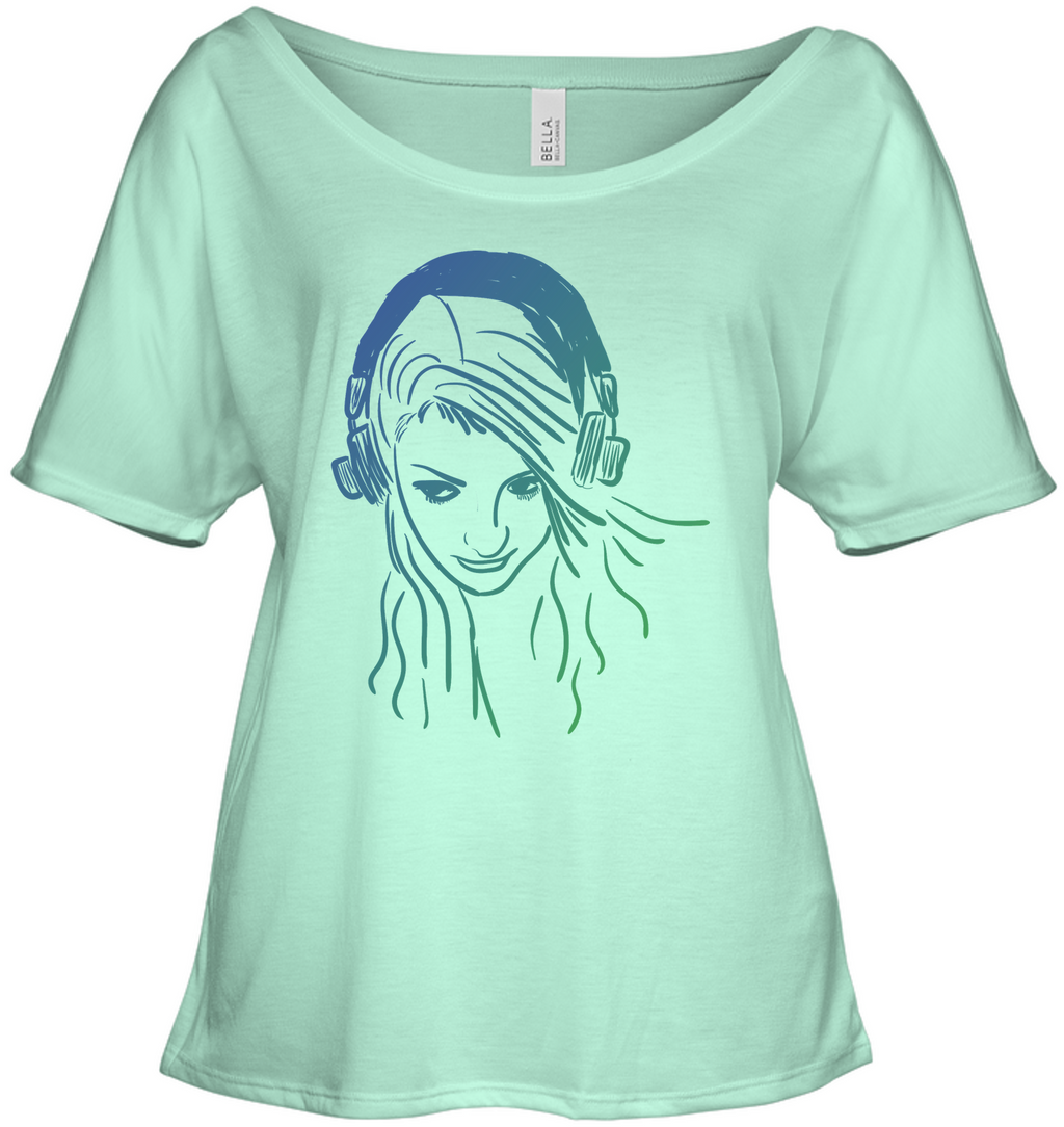 Listening to Music Sketch - Bella + Canvas Women's Slouchy Tee