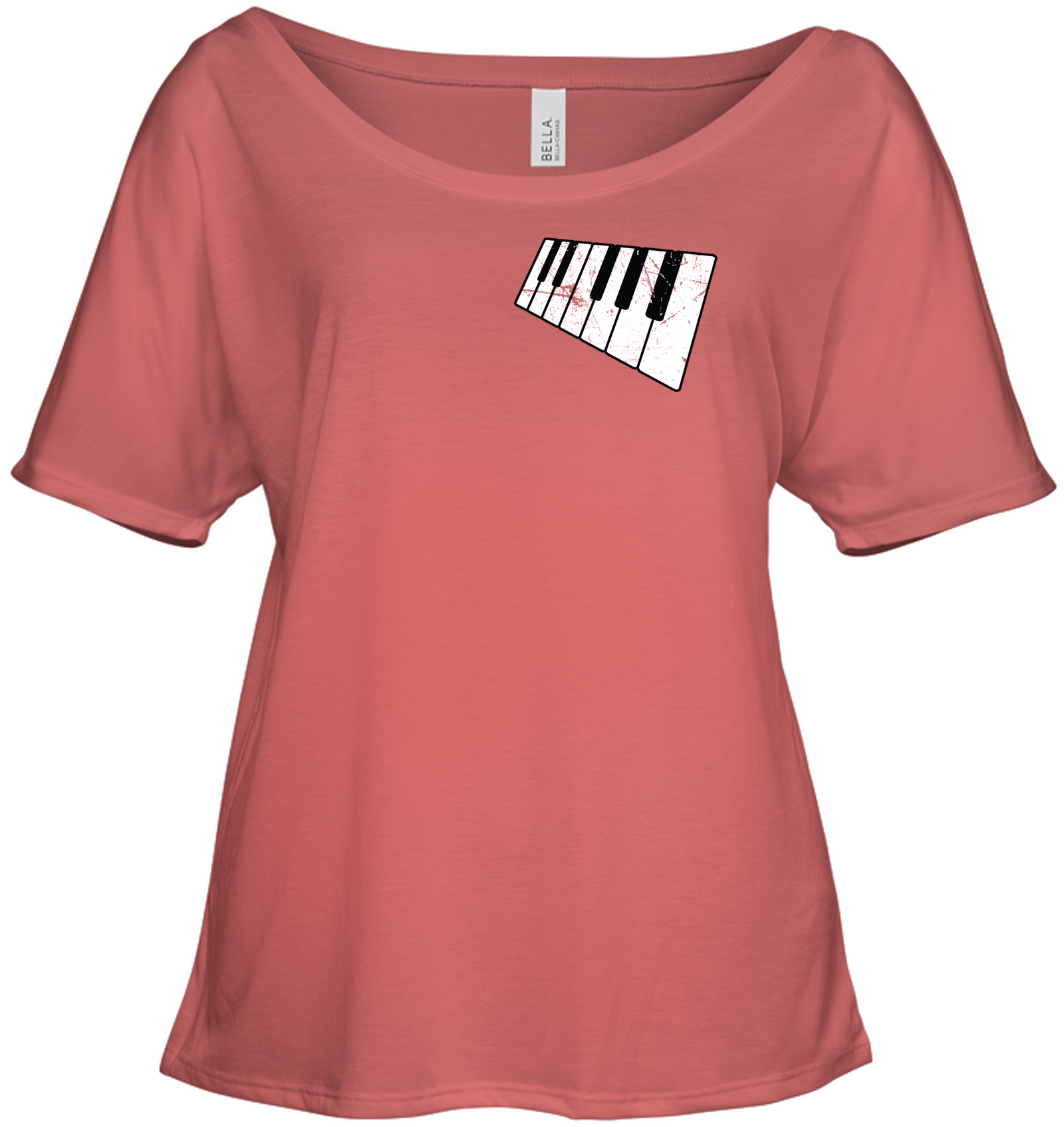 floating Piano Keyboard (Pocket Size)  - Bella + Canvas Women's Slouchy Tee