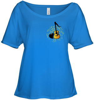 Acoustic Guitar Note (Pocket Size) - Bella + Canvas Women's Slouchy Tee