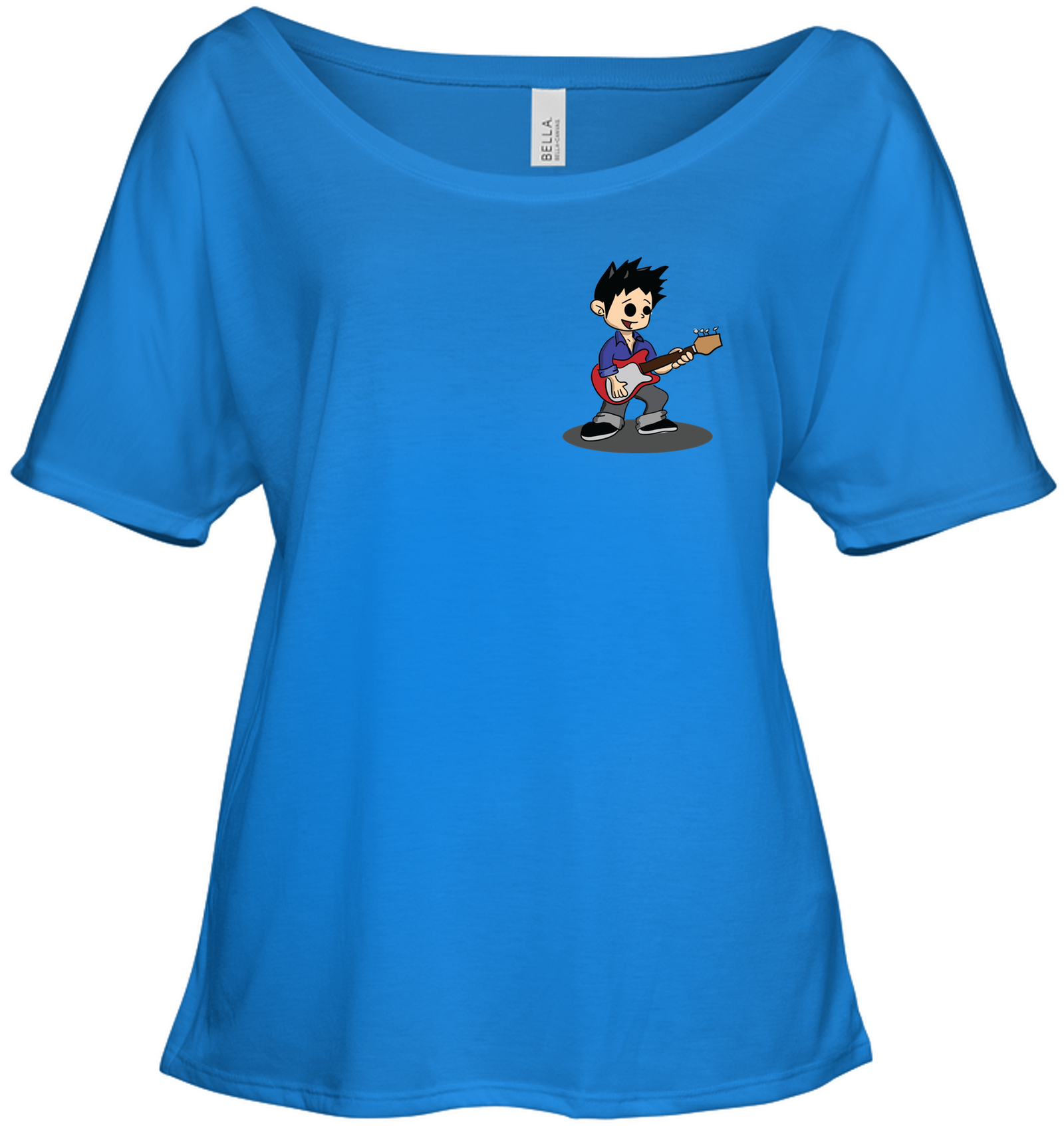 Boy Playing Guitar (Pocket Size) - Bella + Canvas Women's Slouchy Tee