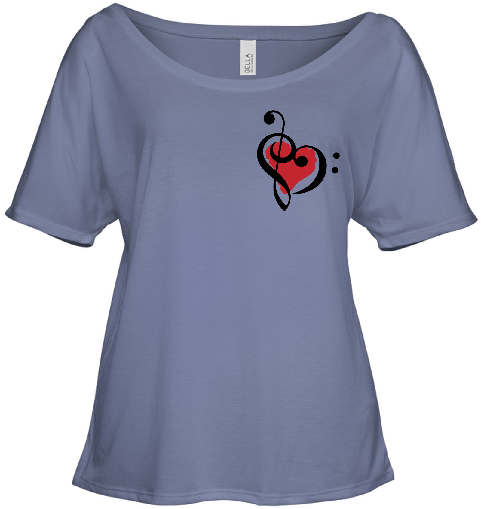 Treble Bass Red Heart (Pocket Size) - Bella + Canvas Women's Slouchy Tee