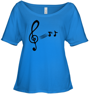Treble Clef with floating Notes - Bella + Canvas Women's Slouchy Tee
