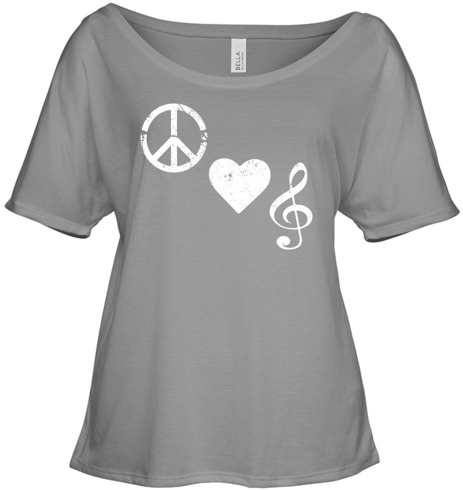 Peace Heart Musical Clef - Bella + Canvas Women's Slouchy Tee