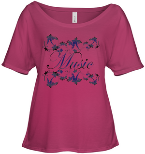 Music with Flowers - Bella + Canvas Women's Slouchy Tee